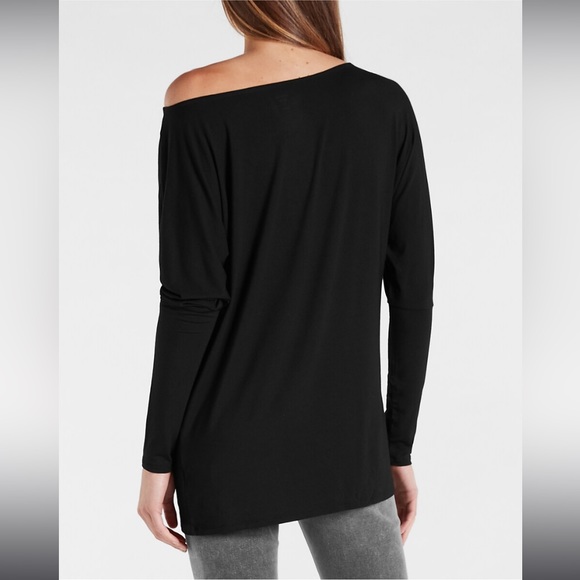 Express Relaxed Off The Shoulder London Tee Long Sleeve Black Medium - Picture 4 of 12